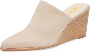 Pazzion Women Closed Almond Toe Wedge Heel Mules Backless High Heeled Clogs Slip On Slides Sandals Casual Walking Party Shoes Size 4-16 US