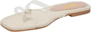 Pazzion Women Square Open Toe Flats Sandals Slip On Backless Flip Flops Dressy Beach Daily Slides Shoes Size 4-16 US