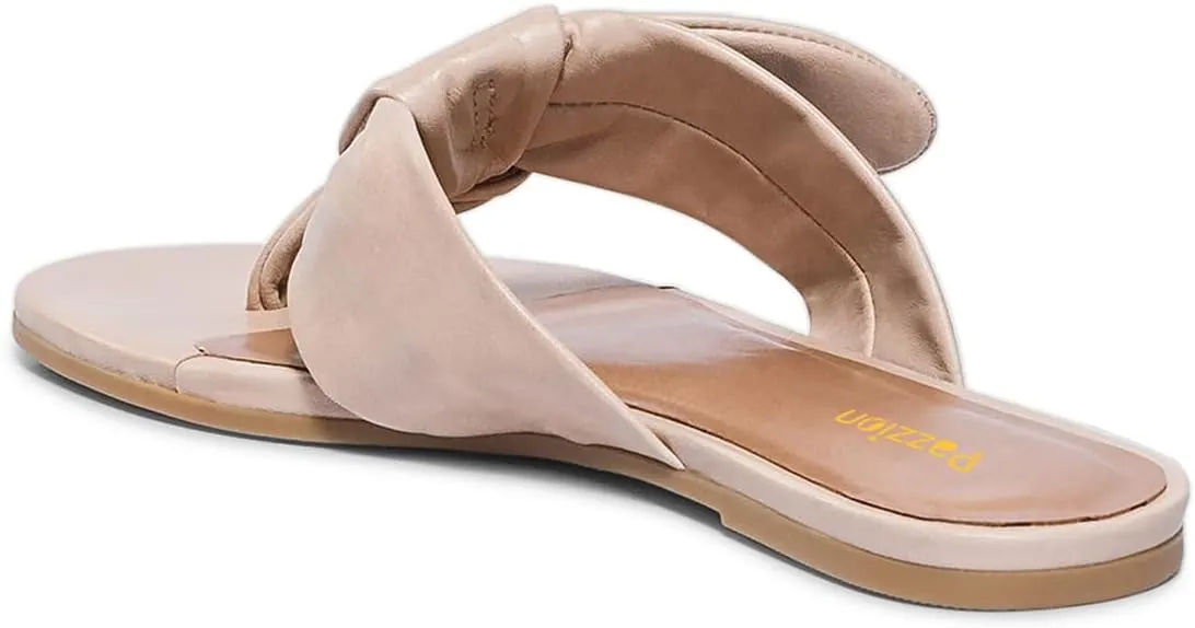 Pazzion Women Trendy Open Toe Flip Flops Sandals Knots Slip On Backless Flats Mules Comfort Beach Summer Shoes Size 4-16 US