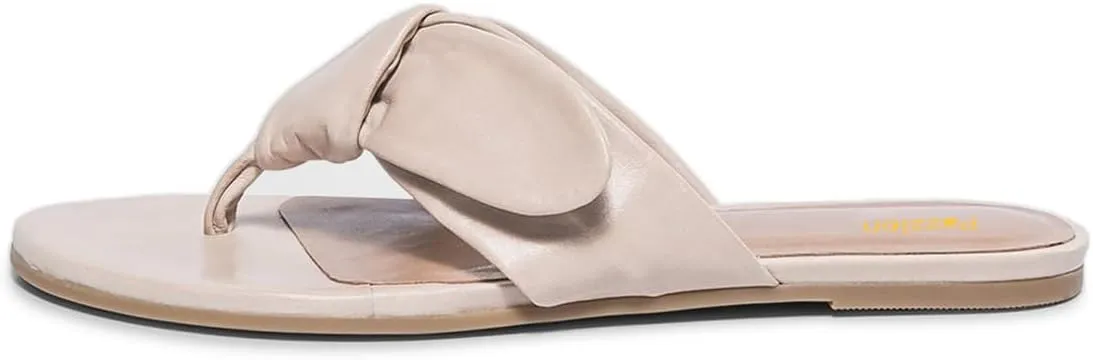 Pazzion Women Trendy Open Toe Flip Flops Sandals Knots Slip On Backless Flats Mules Comfort Beach Summer Shoes Size 4-16 US
