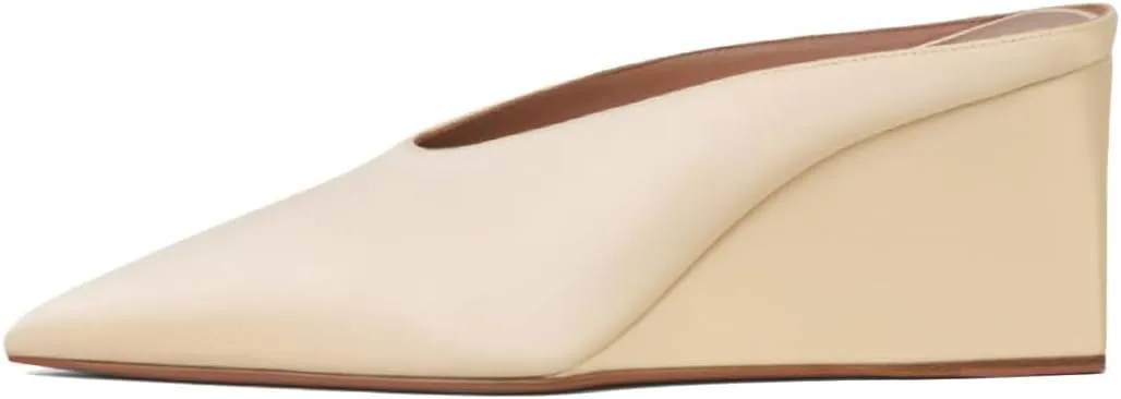 Pazzion Women's Closed Pointed Toe Mid Low Heel Clogs Mule Slip On Wedges Slides Sandals Casual Daily Slippers Shoes Size 4-16 US
