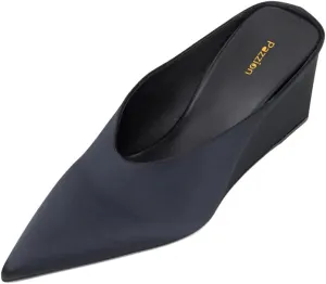 Pazzion Women's Closed Pointed Toe Mid Low Heel Clogs Mule Slip On Wedges Slides Sandals Casual Daily Slippers Shoes Size 4-16 US