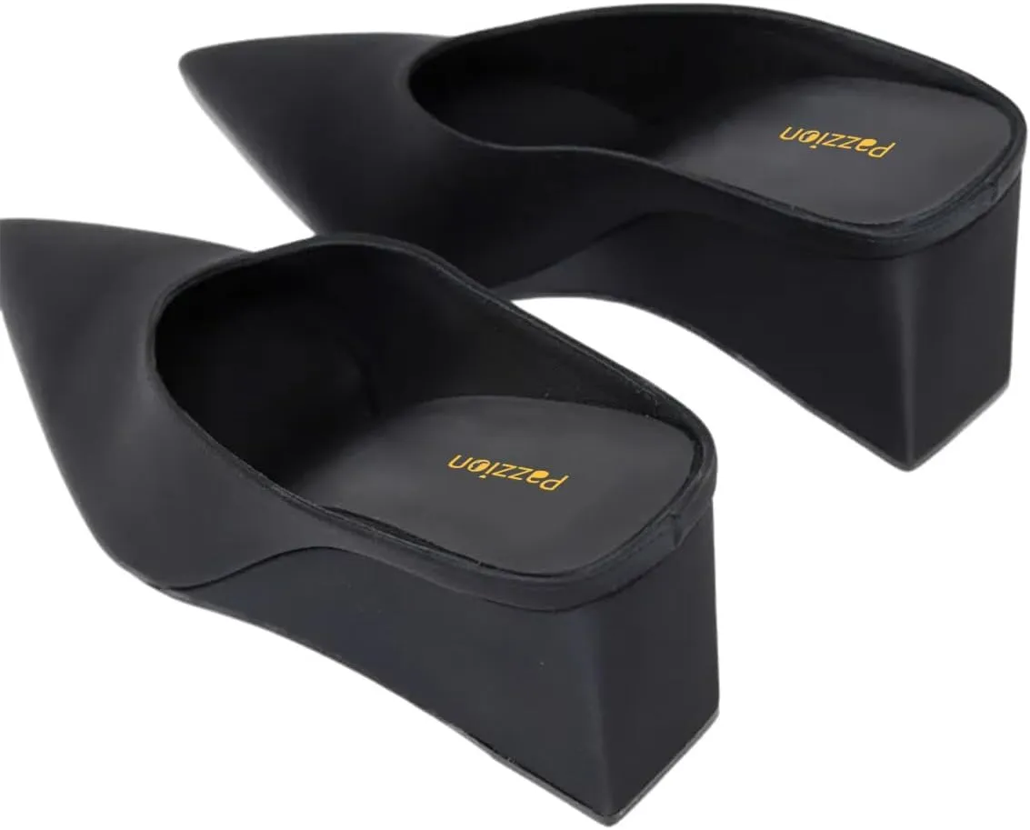 Pazzion Women's Closed Pointed Toe Mid Low Heel Clogs Mule Slip On Wedges Slides Sandals Casual Daily Slippers Shoes Size 4-16 US
