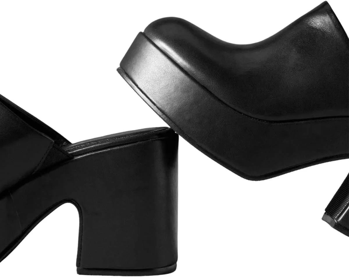 Pazzion Womens Comfy Thick Platform Closed Rounded Toe Mules Clogs Slip On Chunky High Heel Slipper Versatile Indoor Shopping Shoe Size 4-16 US