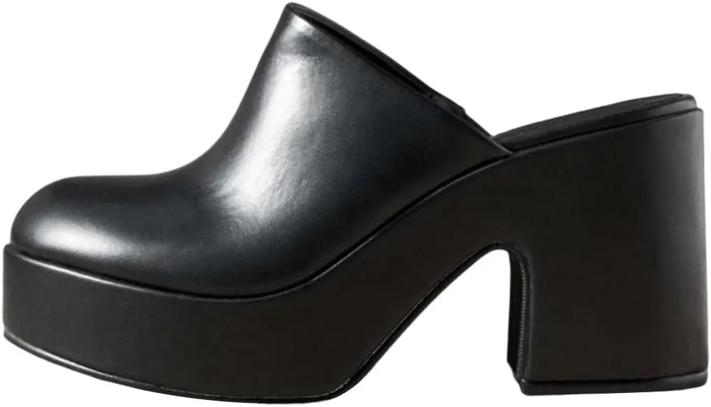 Pazzion Womens Comfy Thick Platform Closed Rounded Toe Mules Clogs Slip On Chunky High Heel Slipper Versatile Indoor Shopping Shoe Size 4-16 US