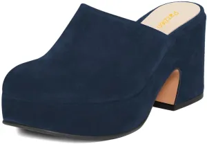 Pazzion Womens Comfy Thick Platform Closed Rounded Toe Mules Clogs Slip On Chunky High Heel Slipper Versatile Indoor Shopping Shoe Size 4-16 US