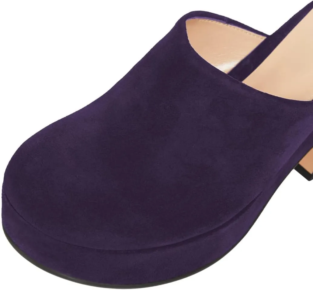 Pazzion Womens Comfy Thick Platform Closed Rounded Toe Mules Clogs Slip On Chunky High Heel Slipper Versatile Indoor Shopping Shoe Size 4-16 US