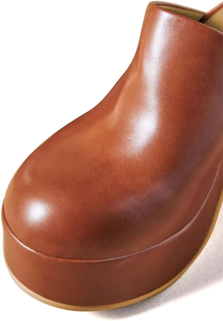 Pazzion Womens Comfy Thick Platform Closed Rounded Toe Mules Clogs Slip On Chunky High Heel Slipper Versatile Indoor Shopping Shoe Size 4-16 US
