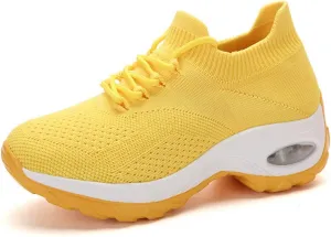 pearlzone Women's Running Shoes Breathable Air Cushion Sneakers Elastic Tennis Sneakers,Comfortable Shape Shoes for Jogging Work Running