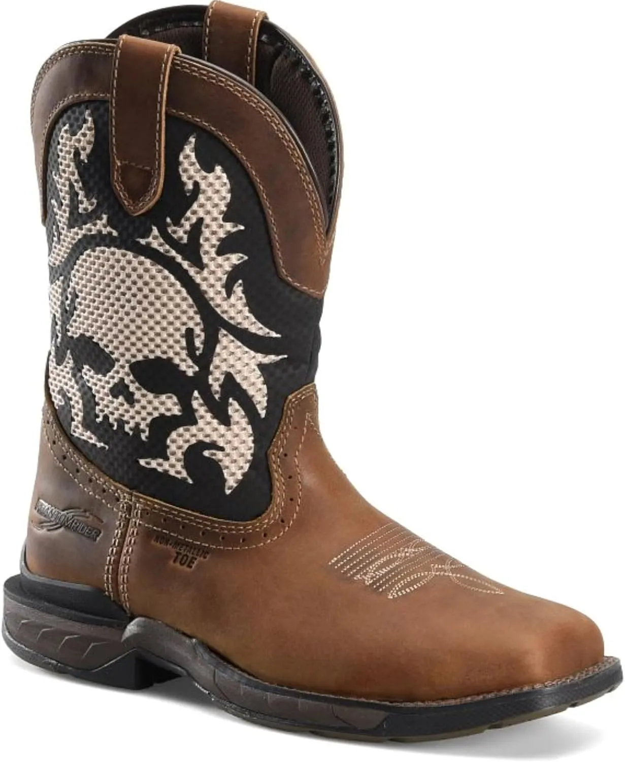 PHANTOM RIDER DOUBLE-H Witness 11" Wide Square Composite Toe Roper Boots for Men with Thomas Brown Leather and Original Design Textile and TPU Shaft