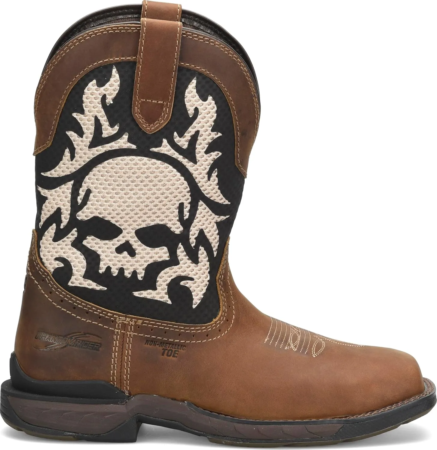 PHANTOM RIDER DOUBLE-H Witness 11" Wide Square Composite Toe Roper Boots for Men with Thomas Brown Leather and Original Design Textile and TPU Shaft