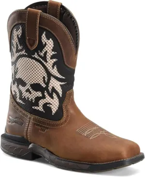 PHANTOM RIDER DOUBLE-H Witness 11" Wide Square Composite Toe Roper Boots for Men with Thomas Brown Leather and Original Design Textile and TPU Shaft