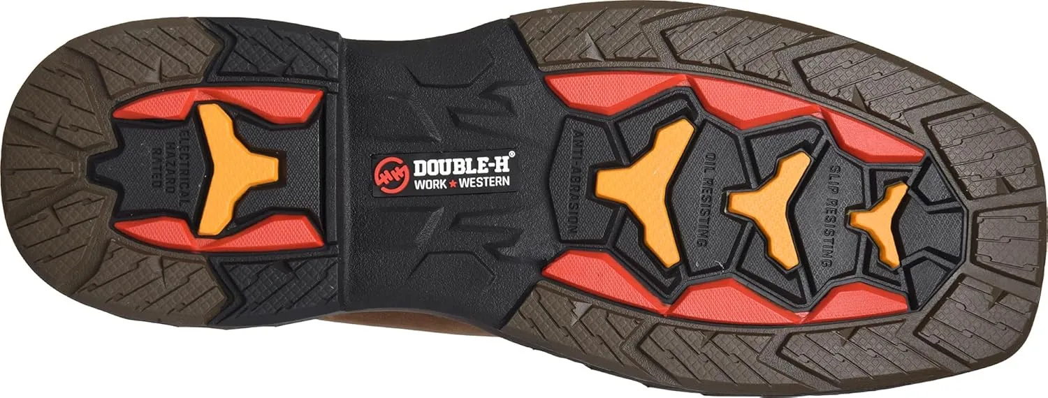 PHANTOM RIDER DOUBLE-H Witness 11" Wide Square Composite Toe Roper Boots for Men with Thomas Brown Leather and Original Design Textile and TPU Shaft