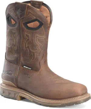 PHANTOM RIDER Stanton 11” Waterproof Wide Square Composite Toe Roper Boots for Men with Dark Brown Barnyard Acid Resistant Leather, EH-Rated, Dark Brown (Brown) - 10 2E