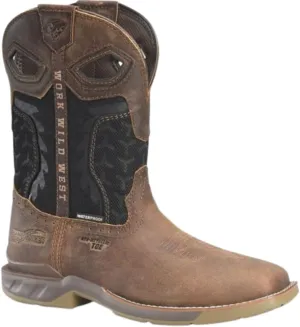 PHANTOM RIDER Zenon 11” Waterproof Wide Square Composite Toe Roper Boots for Men with Cumberland Cigar Leather Vamp and Textile & TPU Shaft