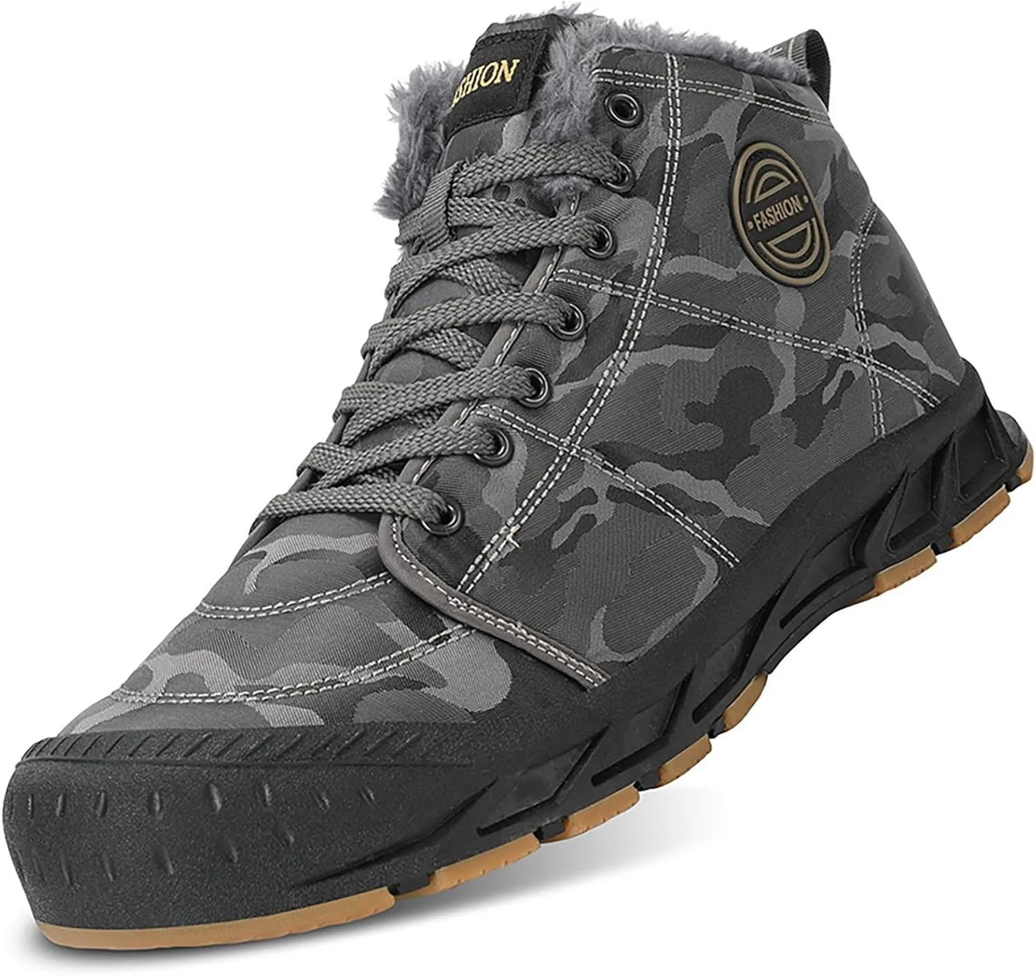 Plush Thermal Boots for Men Fleece Lined Warm Non Slip Snow Boots Outdoor Flat Bottom Sport Shoes Snow Boots