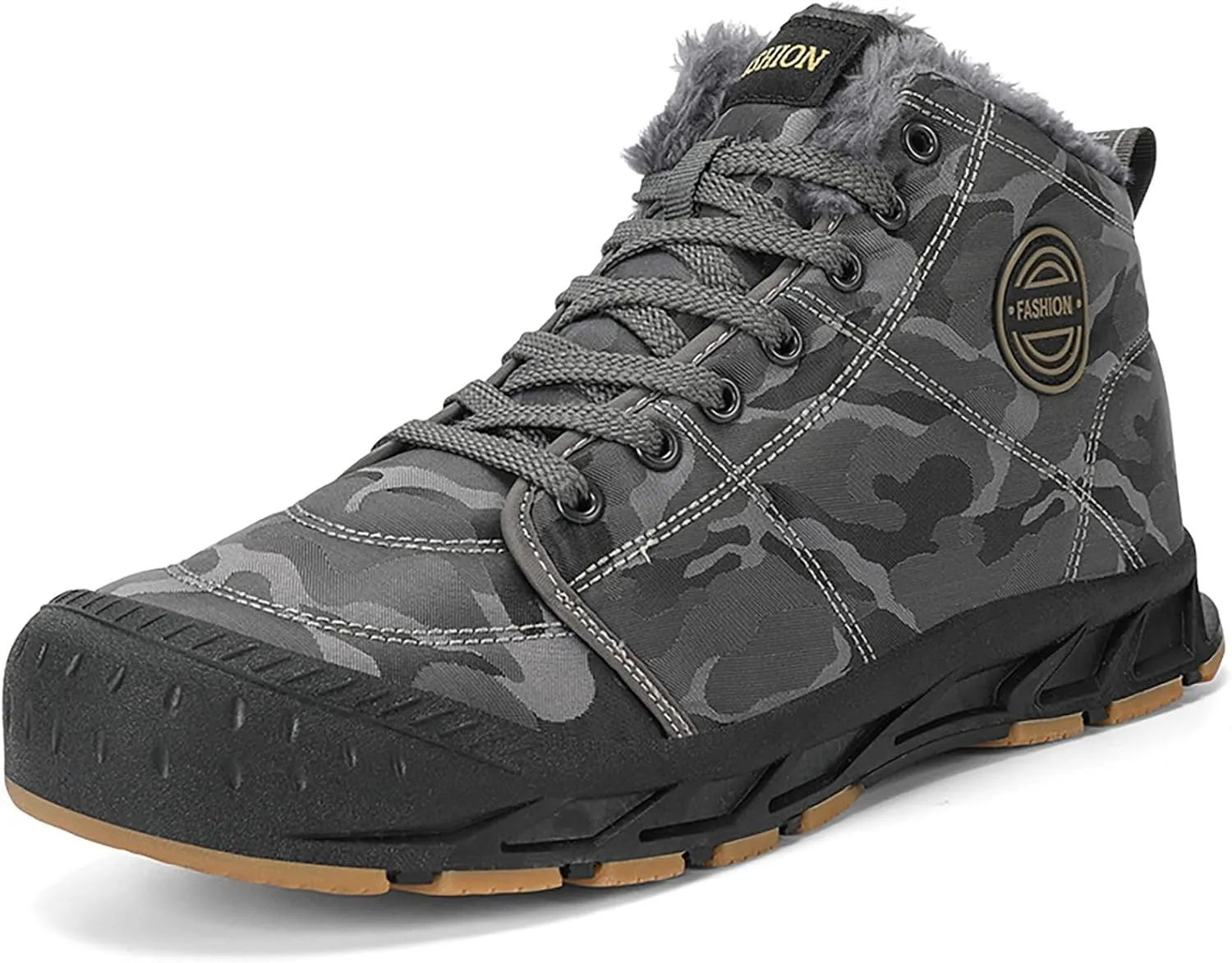 Plush Thermal Boots for Men Fleece Lined Warm Non Slip Snow Boots Outdoor Flat Bottom Sport Shoes Snow Boots