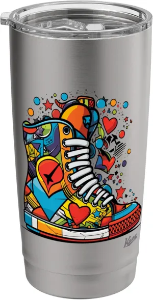 Pop art sneakers with hearts and stars Stainless Steel Insulated Tumbler