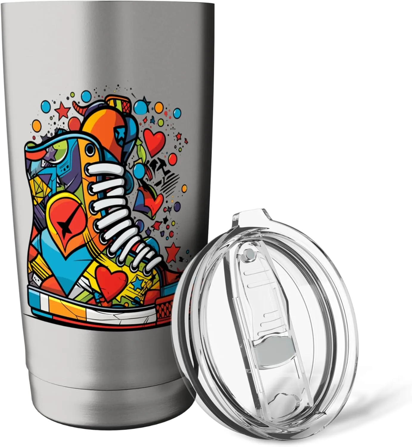 Pop art sneakers with hearts and stars Stainless Steel Insulated Tumbler
