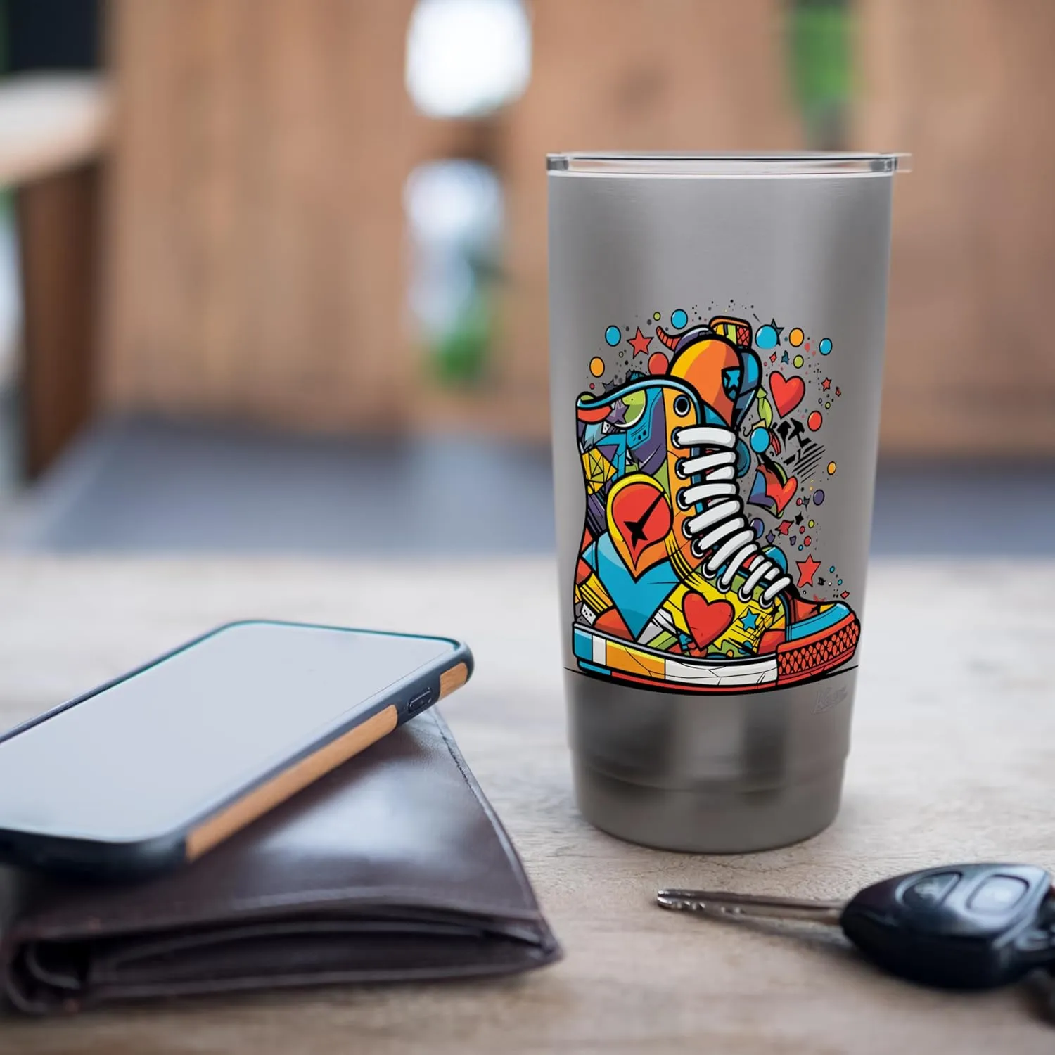 Pop art sneakers with hearts and stars Stainless Steel Insulated Tumbler