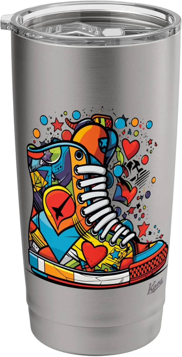 Pop art sneakers with hearts and stars Stainless Steel Insulated Tumbler