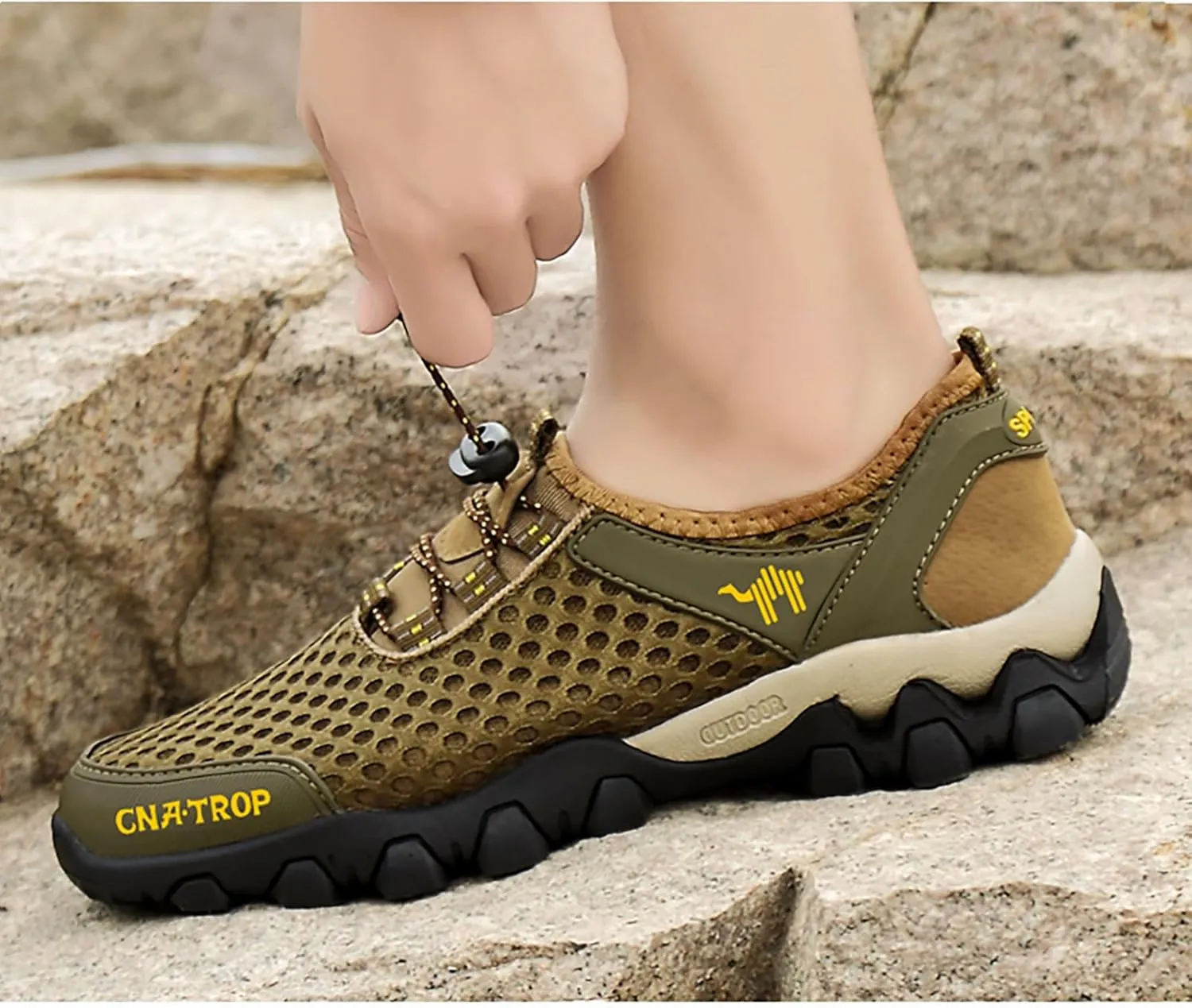 Portable Tied Orthopedic Hiking Quick-Drying Sneakers for Mens,Casual Jogging Walking Shoes with Arch Support for Flat Feet,Outdoor Fashion Non- Slip Sneakers for Running,Driving