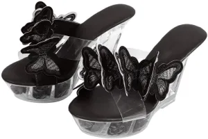 richealnini Butterfly Slip On Slippers Wedge Heels Mules for Women Slide Sandals Clear Heel