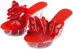 richealnini Butterfly Slip On Slippers Wedge Heels Mules for Women Slide Sandals Clear Heel