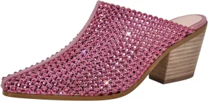 richealnini Women's Embellished Rhinestones Slide Sandals Slip On Slippers Sparkly Wedding Outside Party Dress
