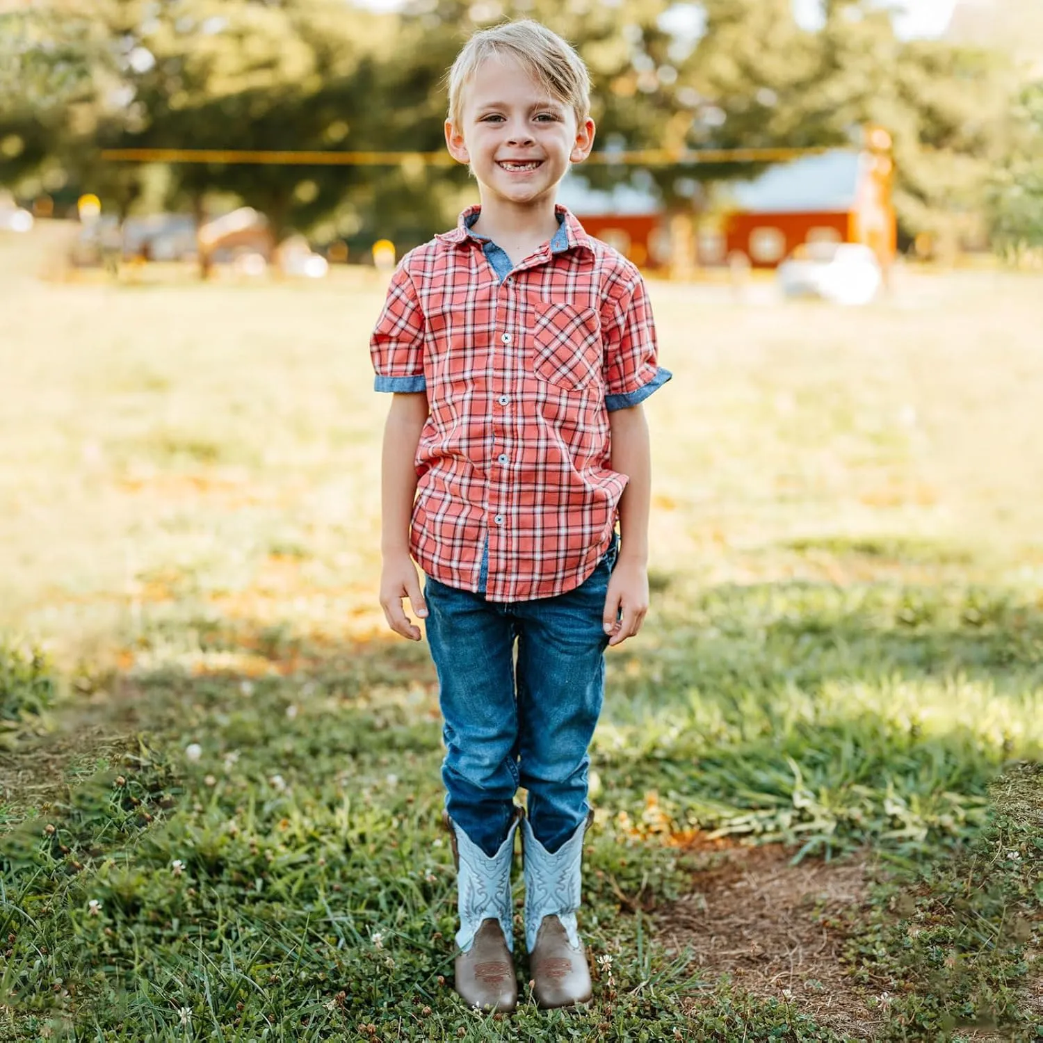 Rollda Kids Cowboy Boots Western Round Toe Cowgirl Boots for Boys Girls Toddler/Little Kid/Big Kid