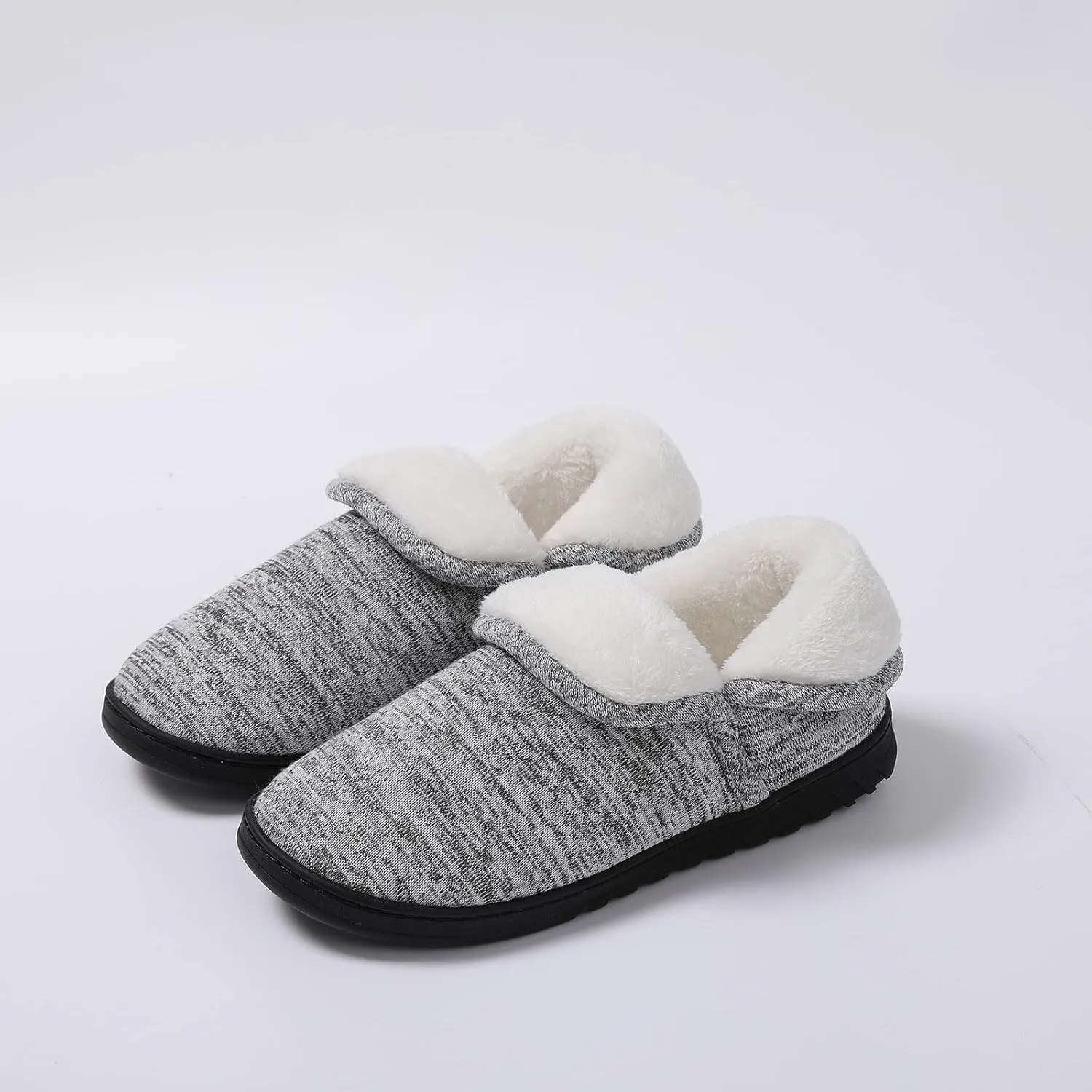 Roorsily Men's Plush Thermal Slipper Fleece Lined Boot Slippers Soft Flat Soled Slippers Comfort Winter Warm Slippers