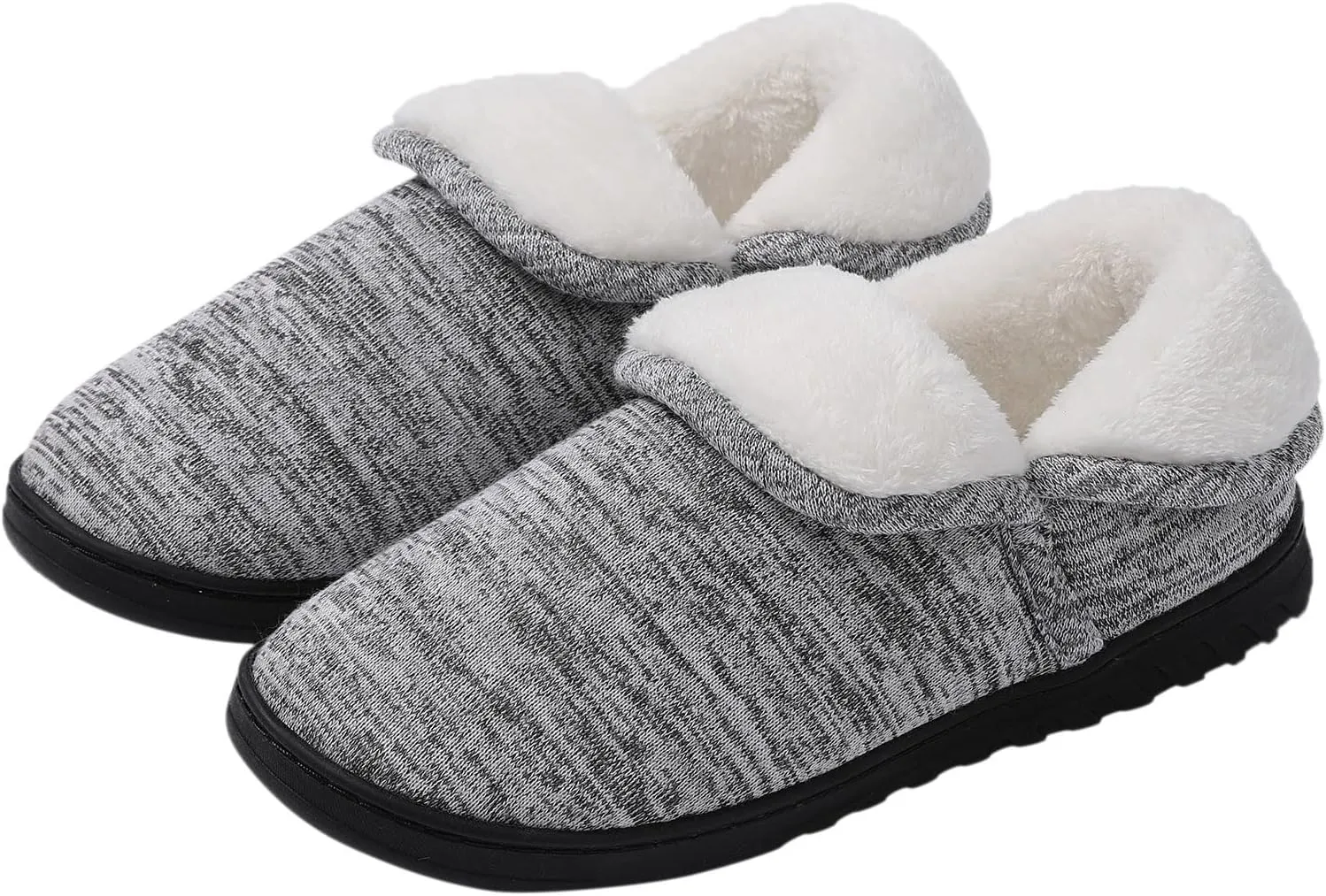 Roorsily Men's Plush Thermal Slipper Fleece Lined Boot Slippers Soft Flat Soled Slippers Comfort Winter Warm Slippers