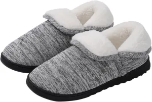 Roorsily Men's Plush Thermal Slipper Fleece Lined Boot Slippers Soft Flat Soled Slippers Comfort Winter Warm Slippers
