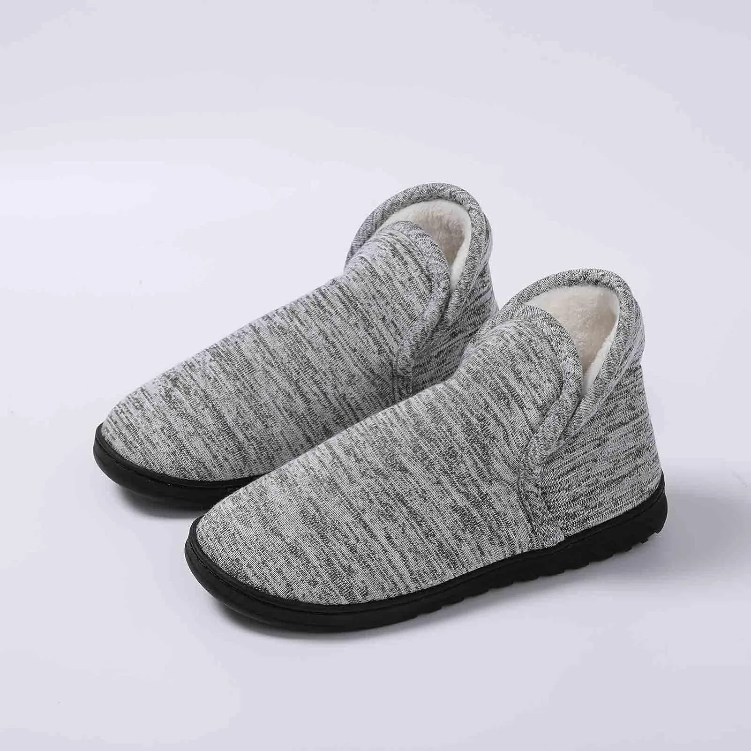 Roorsily Men's Plush Thermal Slipper Fleece Lined Boot Slippers Soft Flat Soled Slippers Comfort Winter Warm Slippers