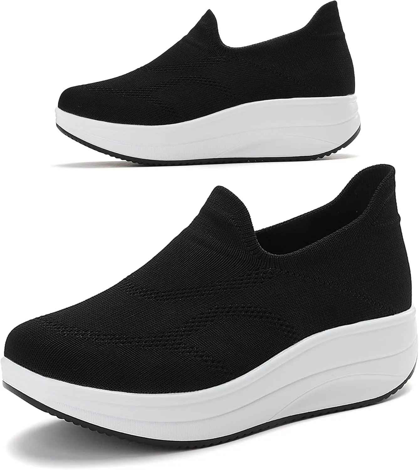 RUIDENG Loafers for Women Comfortable | Women's Walking Shoes Everyday Working | 2 Inch Rocker Bottom