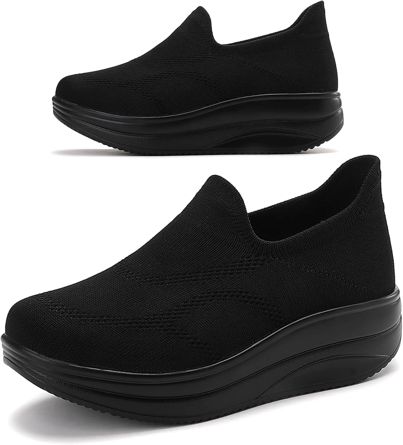 RUIDENG Loafers for Women Comfortable | Women's Walking Shoes Everyday Working | 2 Inch Rocker Bottom
