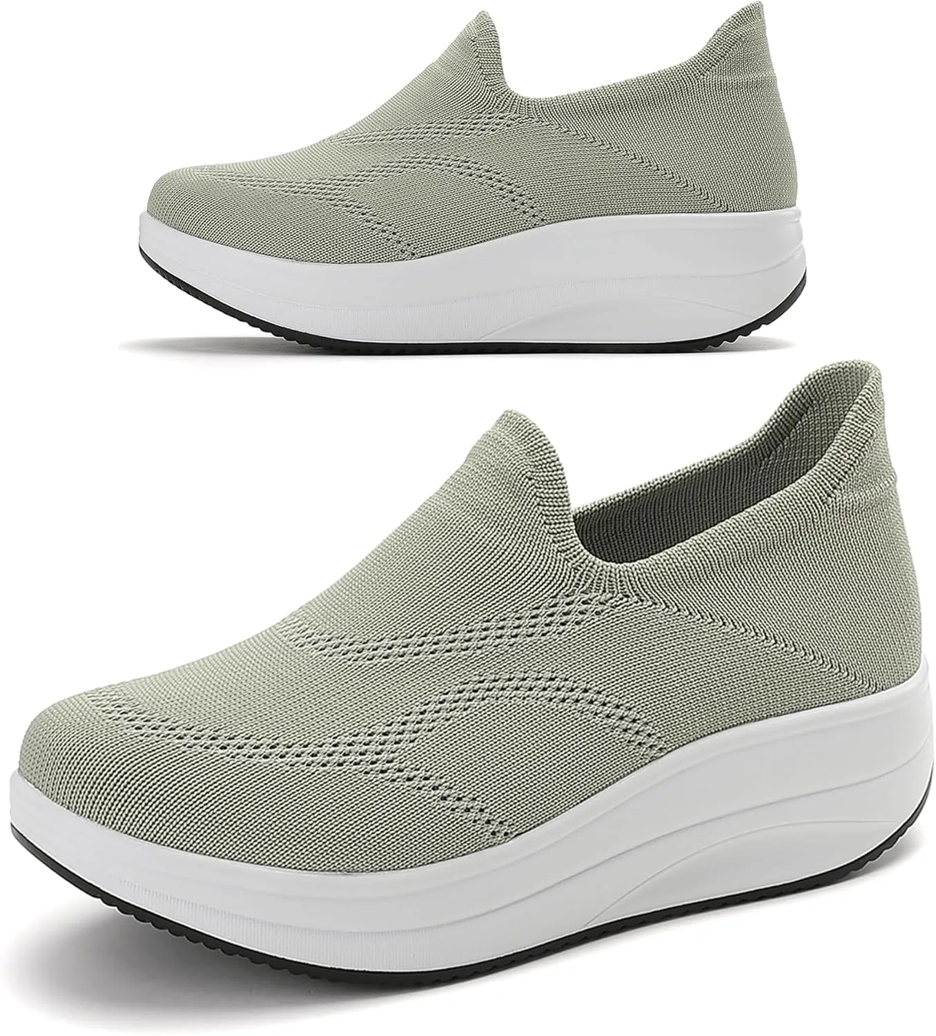 RUIDENG Loafers for Women Comfortable | Women's Walking Shoes Everyday Working | 2 Inch Rocker Bottom