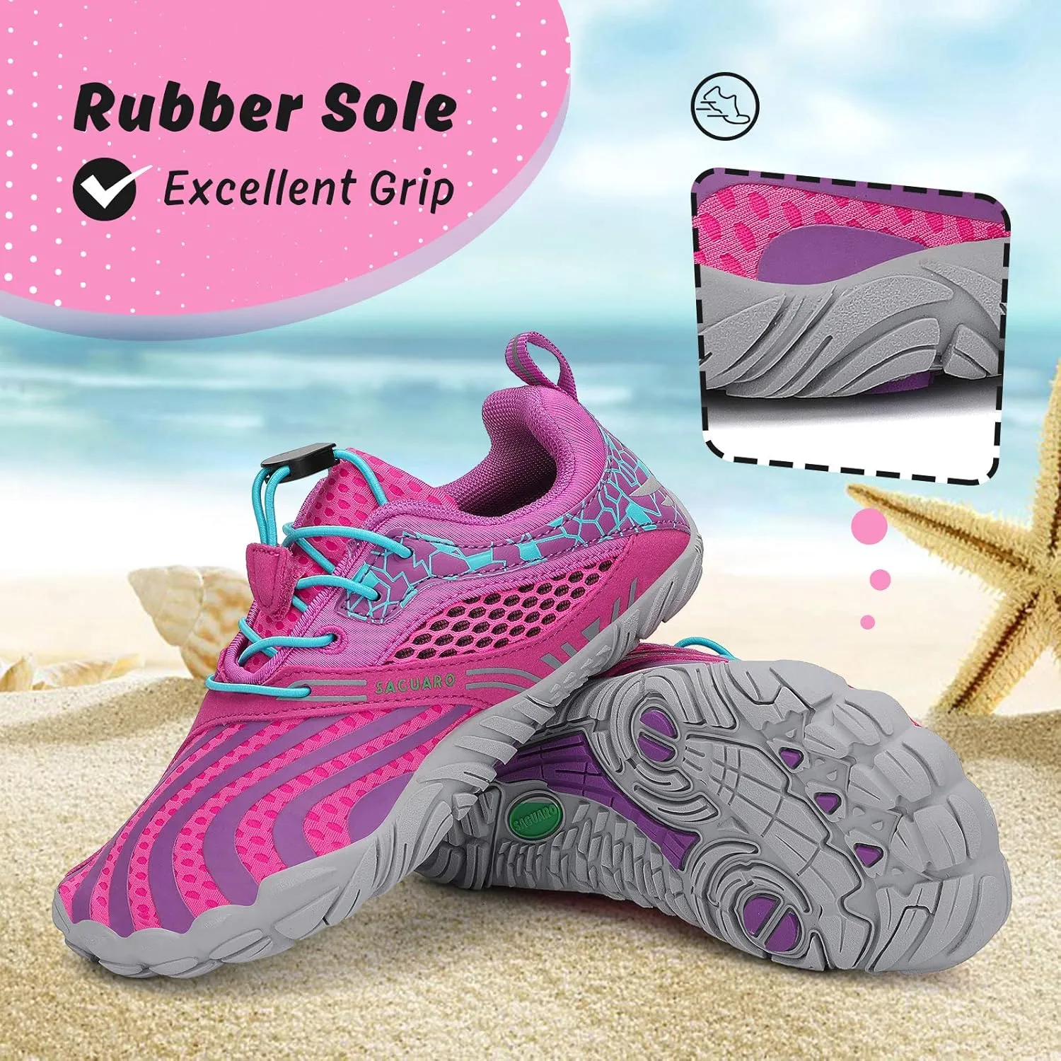 SAGUARO Kids' Barefoot Shoes Boys Girls Quick Dry Aqua Athletic Sneakers Lightweight Sport Footwear Toddler Water Shoes