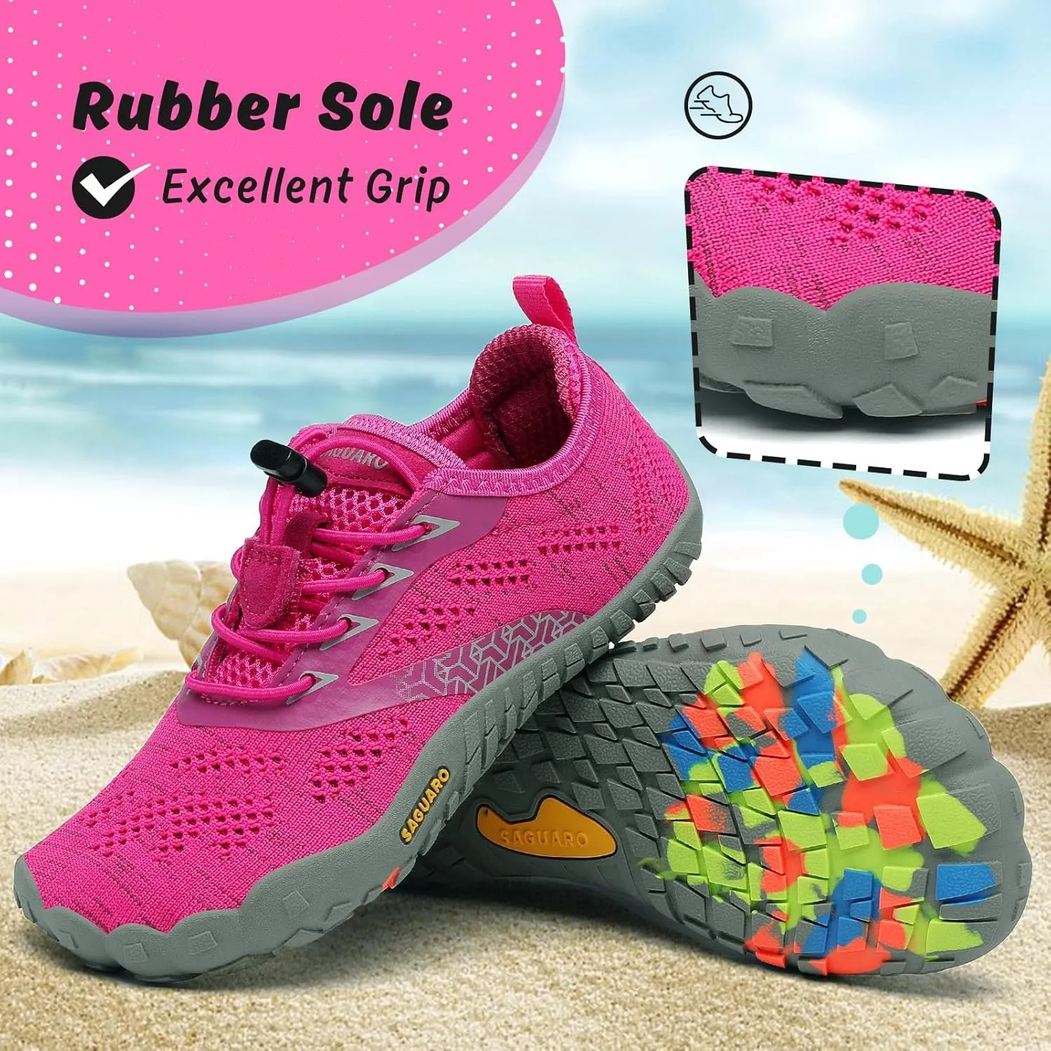 SAGUARO Kids' Barefoot Shoes Boys Girls Quick Dry Aqua Athletic Sneakers Lightweight Sport Footwear Toddler Water Shoes
