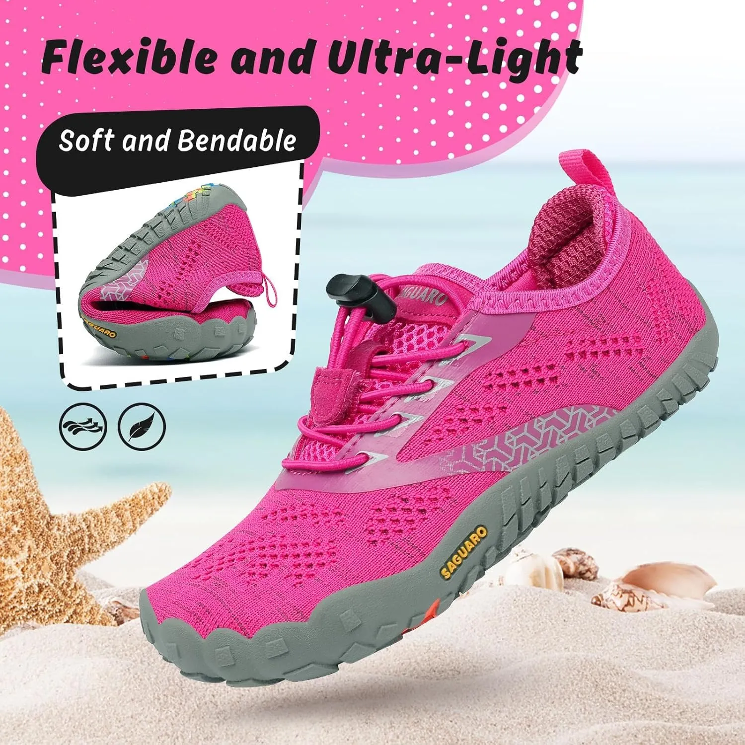 SAGUARO Kids' Barefoot Shoes Boys Girls Quick Dry Aqua Athletic Sneakers Lightweight Sport Footwear Toddler Water Shoes