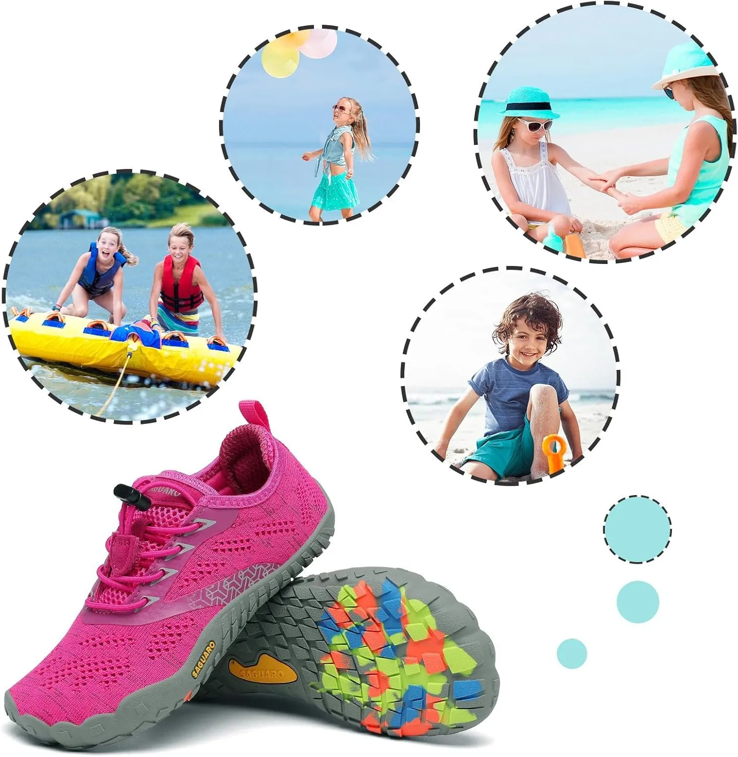 SAGUARO Kids' Barefoot Shoes Boys Girls Quick Dry Aqua Athletic Sneakers Lightweight Sport Footwear Toddler Water Shoes