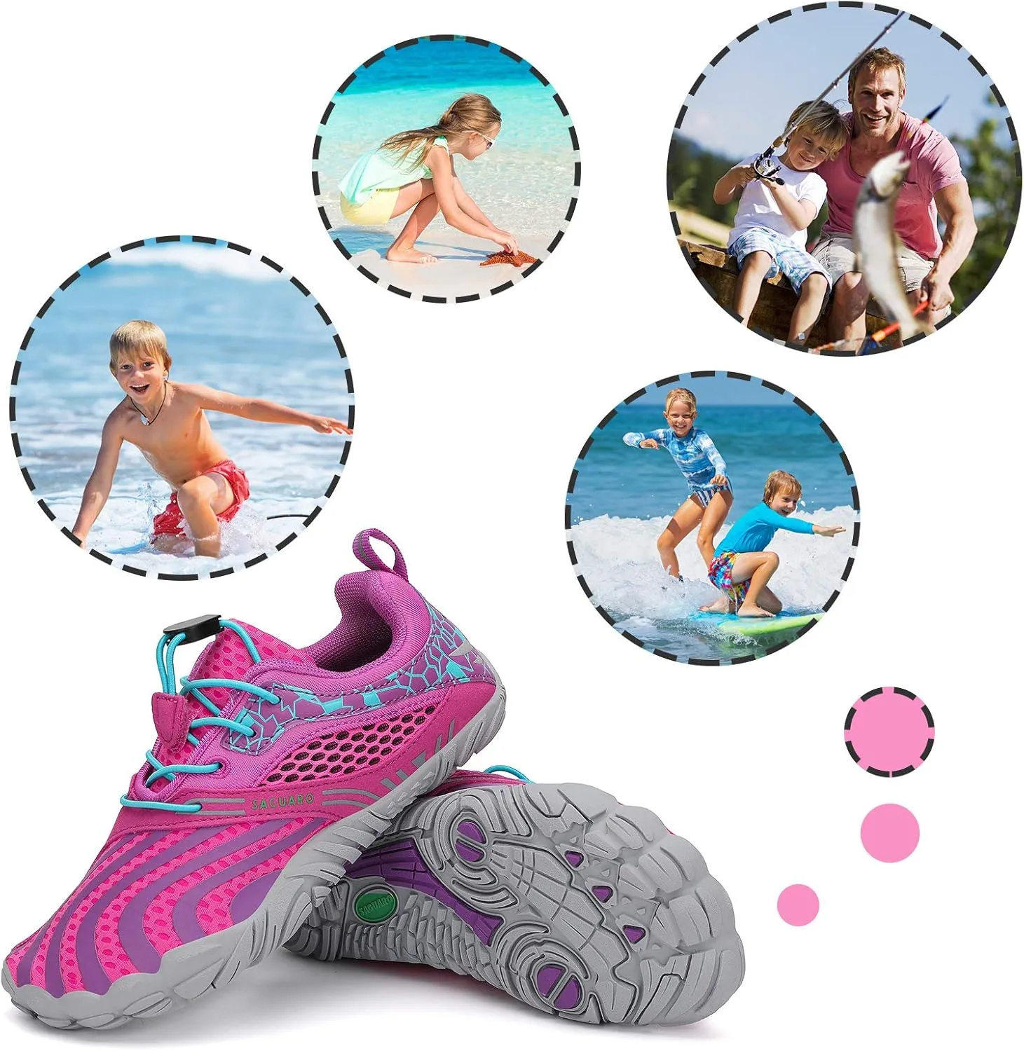 SAGUARO Kids' Barefoot Shoes Boys Girls Quick Dry Aqua Athletic Sneakers Lightweight Sport Footwear Toddler Water Shoes