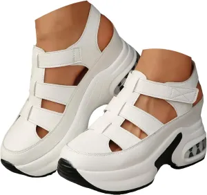 Sandals for Women 2025 Hiking Hollow Casual Thick Soled Womens Sandals Wedge Open Toe Hook and Loop Outdoor Sport Sandals