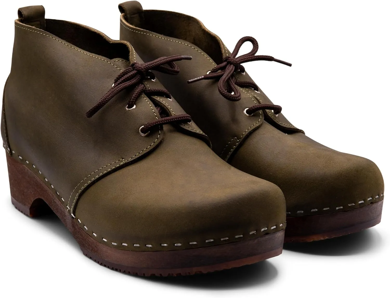 Sandgrens Handmade Swedish Wood Clogs for Men, Low Heel Boots | Chukka