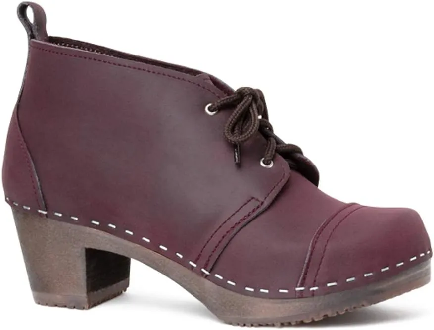 Sandgrens Handmade Swedish Wood Clogs for Women, High Heel Boots | Chukka Cap Toe