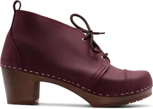 Sandgrens Handmade Swedish Wood Clogs for Women, High Heel Boots | Chukka Cap Toe