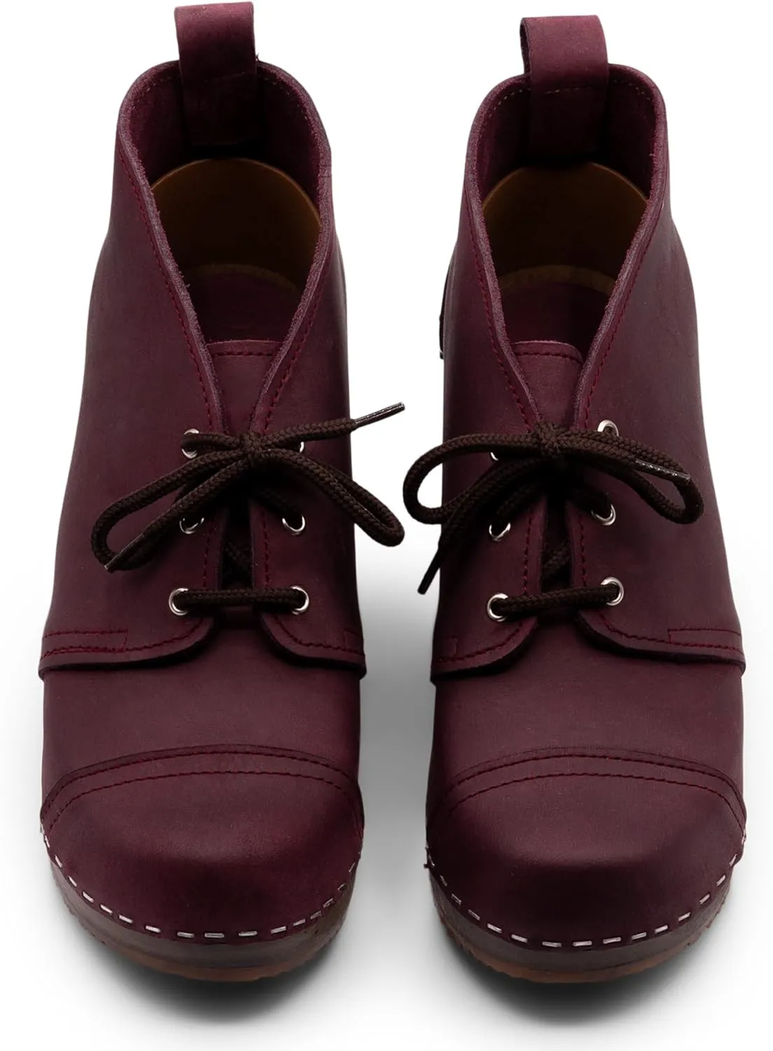 Sandgrens Handmade Swedish Wood Clogs for Women, High Heel Boots | Chukka Cap Toe