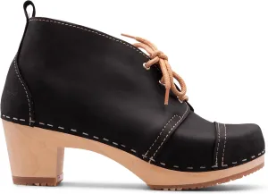 Sandgrens Handmade Swedish Wood Clogs for Women, High Heel Boots | Chukka Cap Toe