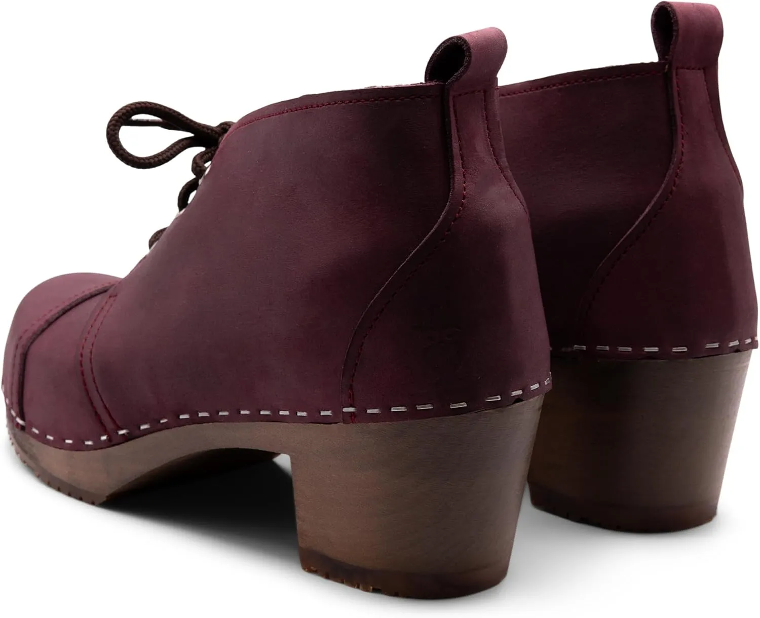 Sandgrens Handmade Swedish Wood Clogs for Women, High Heel Boots | Chukka Cap Toe