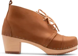 Sandgrens Handmade Swedish Wood Clogs for Women, High Heel Boots | Chukka Cap Toe